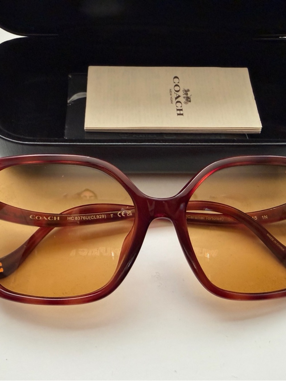 Coach Red Brown Gradient Oversized Women's Sunglasses